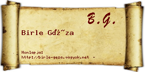 Birle Géza névjegykártya